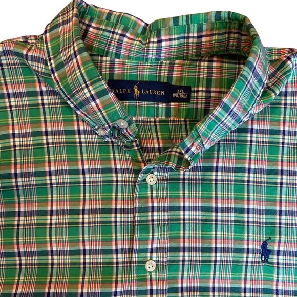 RALPH LAUREN Green Plaid Long Sleeve Oxford Cotton Button Down Mens Size XXL 2XL - Picture 2 of 6